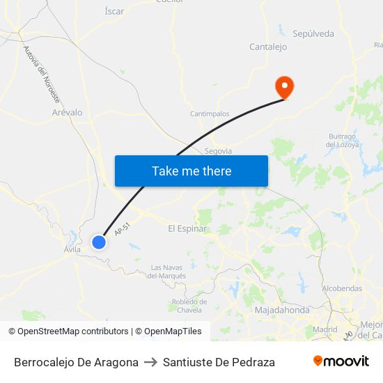 Berrocalejo De Aragona to Santiuste De Pedraza map
