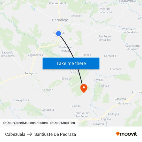 Cabezuela to Santiuste De Pedraza map