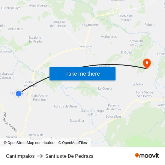 Cantimpalos to Santiuste De Pedraza map