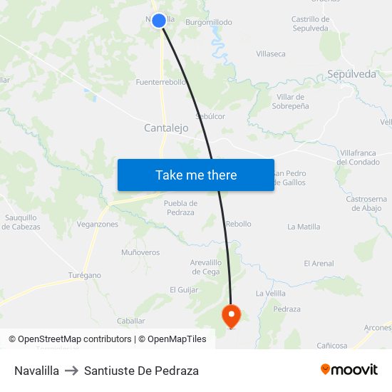 Navalilla to Santiuste De Pedraza map