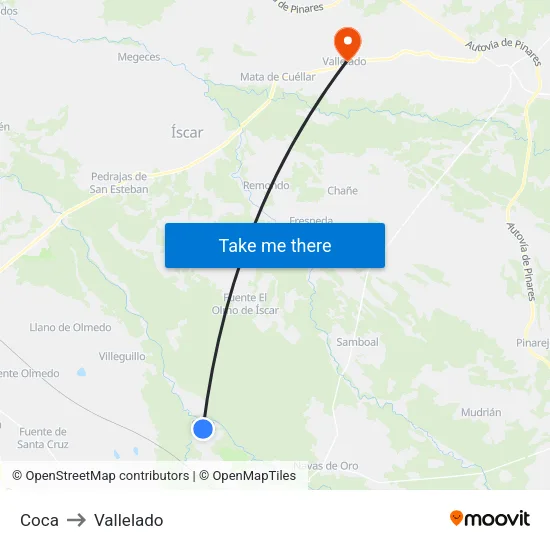 Coca to Vallelado map