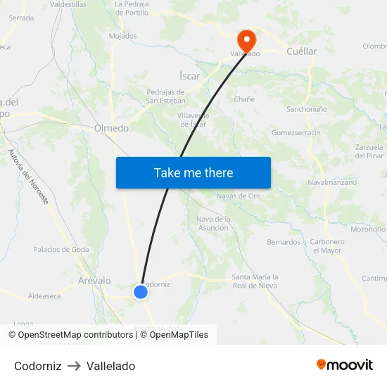 Codorniz to Vallelado map
