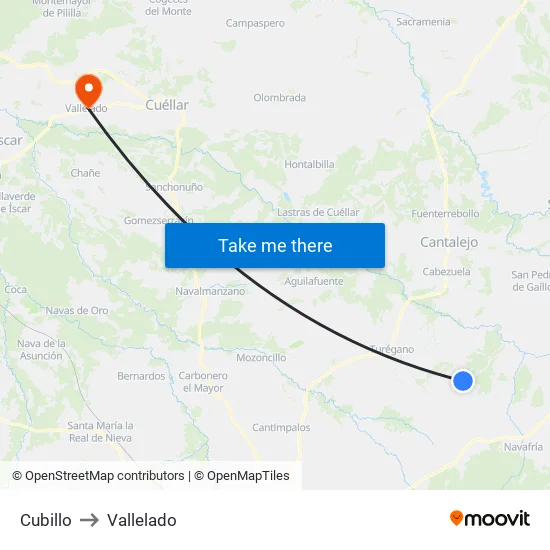 Cubillo to Vallelado map