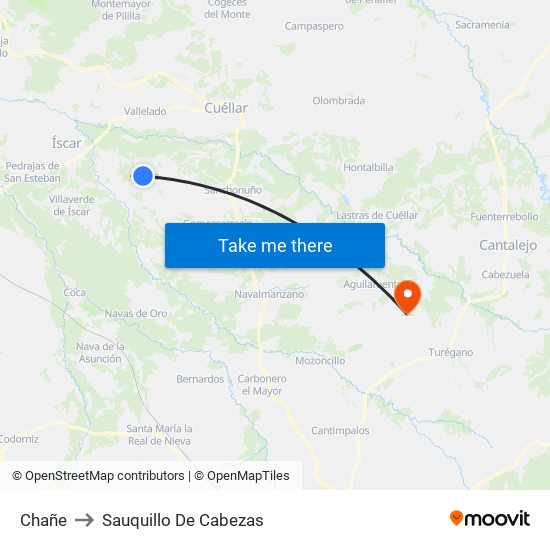 Chañe to Sauquillo De Cabezas map