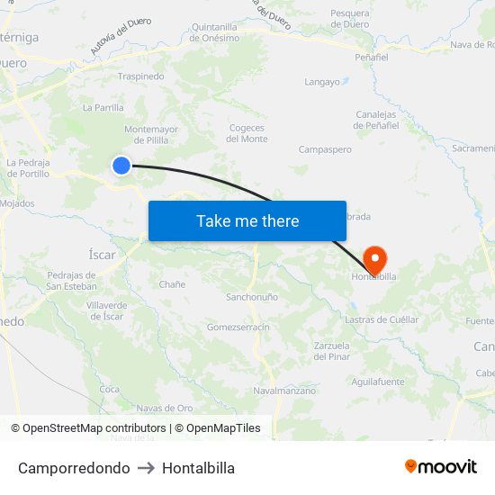 Camporredondo to Hontalbilla map