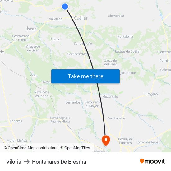 Viloria to Hontanares De Eresma map