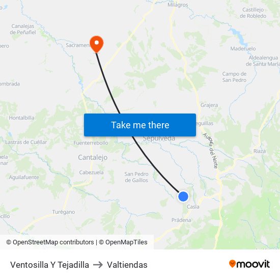 Ventosilla Y Tejadilla to Valtiendas map