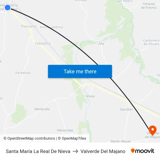 Santa María  La Real De Nieva to Valverde Del Majano map