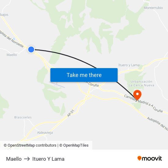 Maello to Ituero Y Lama map