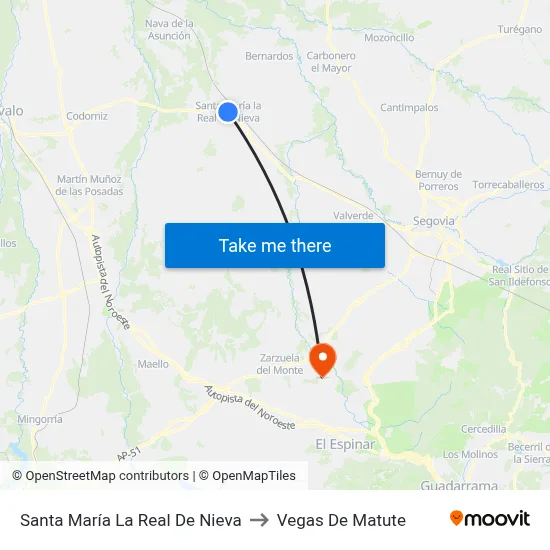 Santa María  La Real De Nieva to Vegas De Matute map