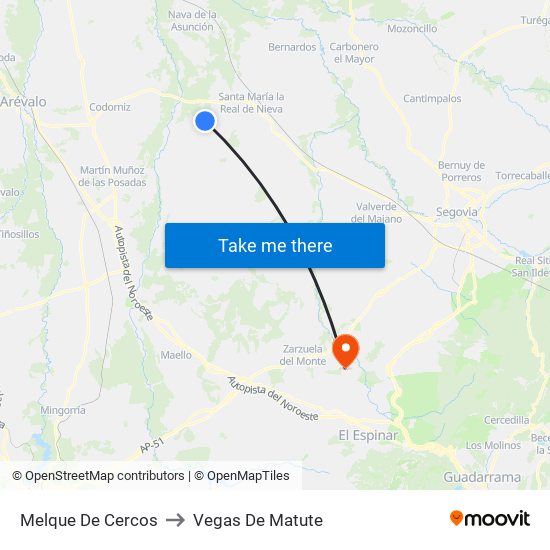 Melque De Cercos to Vegas De Matute map