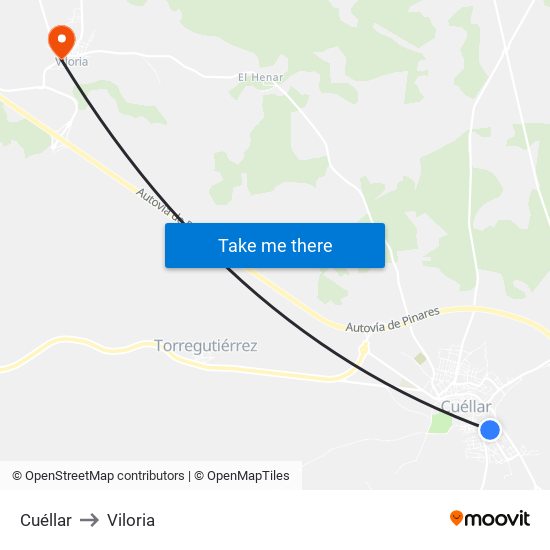 Cuéllar to Viloria map
