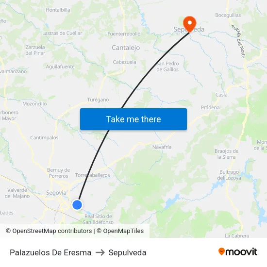 Palazuelos De Eresma to Sepulveda map