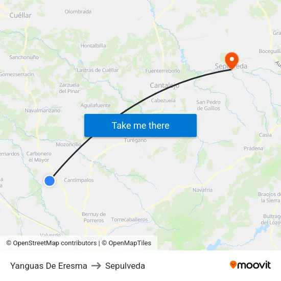 Yanguas De Eresma to Sepulveda map