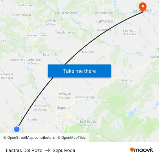 Lastras Del Pozo to Sepulveda map