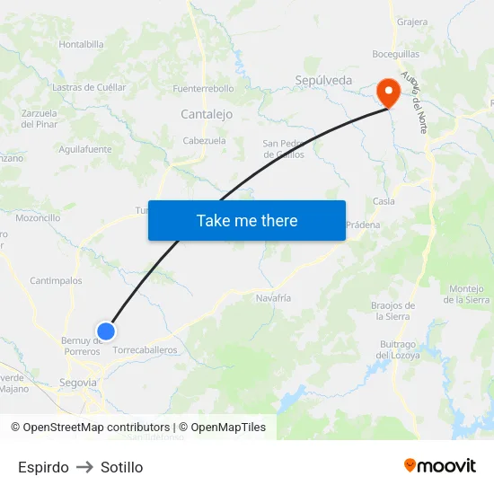 Espirdo to Sotillo map