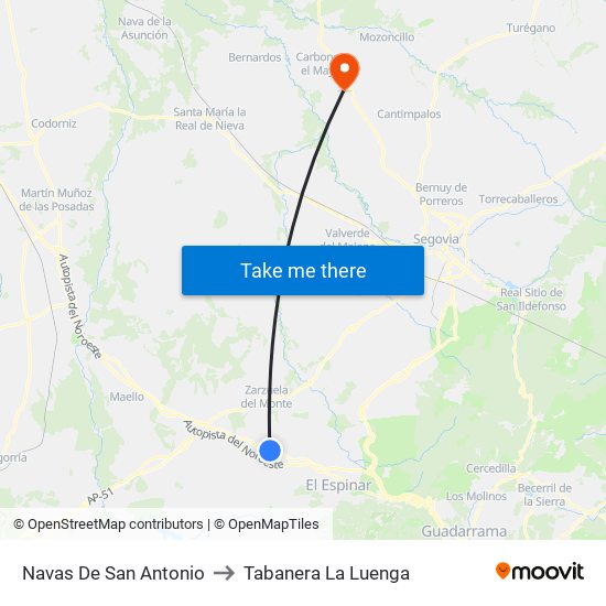 Navas De San Antonio to Tabanera La Luenga map
