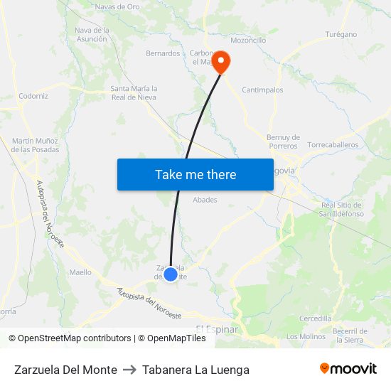 Zarzuela Del Monte to Tabanera La Luenga map