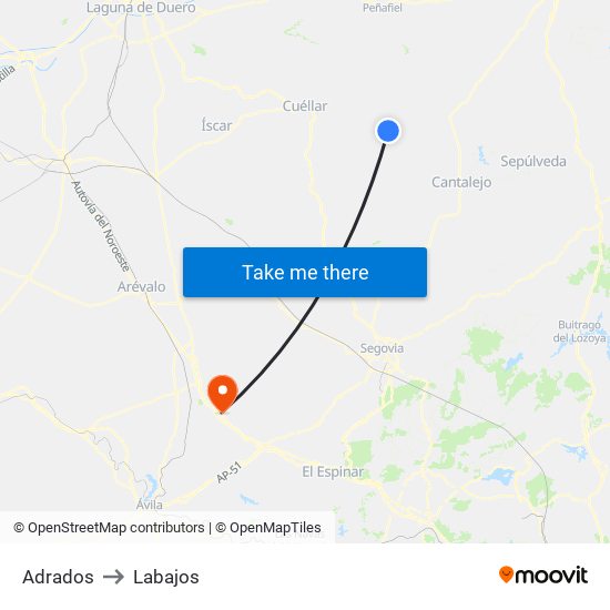 Adrados to Labajos map