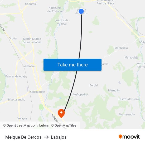 Melque De Cercos to Labajos map