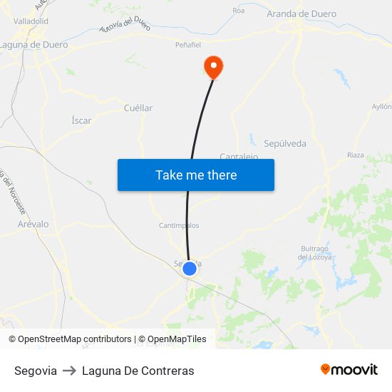 Segovia to Laguna De Contreras map