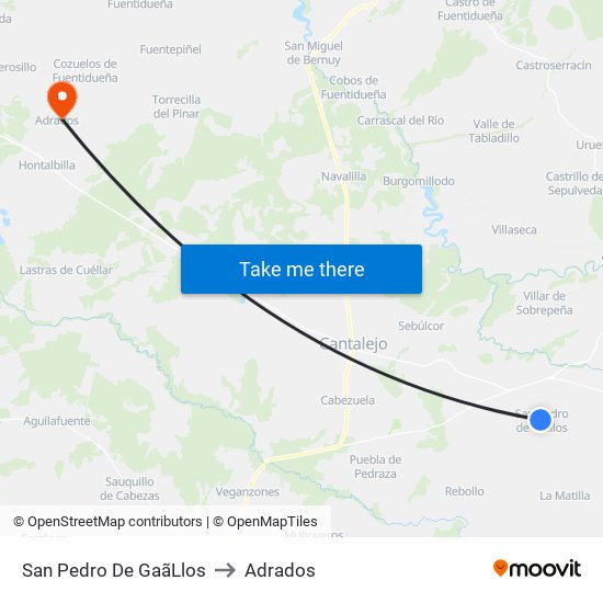 San Pedro De Gaã­Llos to Adrados map