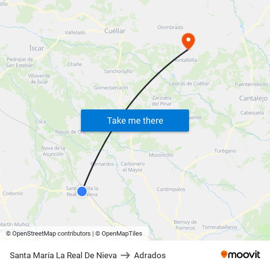 Santa María  La Real De Nieva to Adrados map