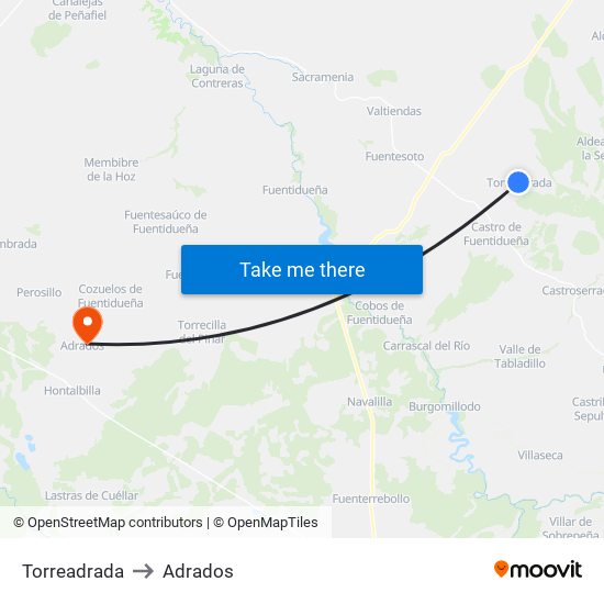 Torreadrada to Adrados map