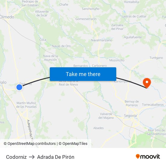 Codorniz to Adrada De Pirón map