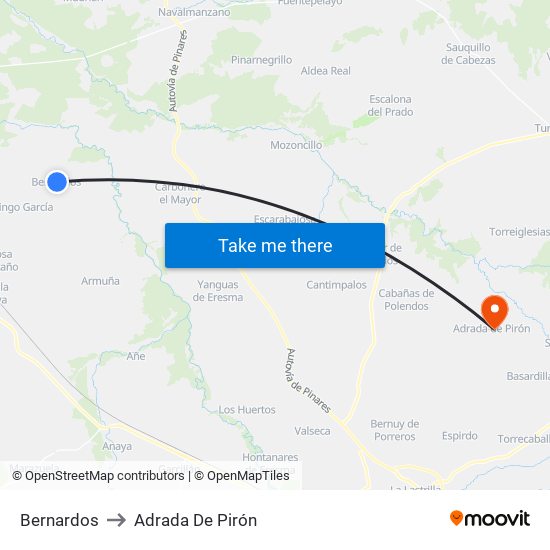 Bernardos to Adrada De Pirón map