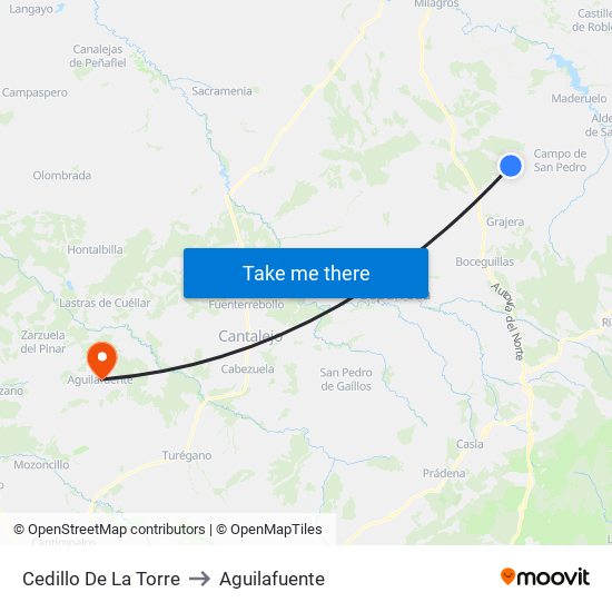 Cedillo De La Torre to Aguilafuente map