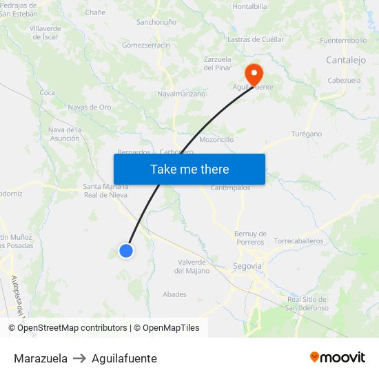 Marazuela to Aguilafuente map