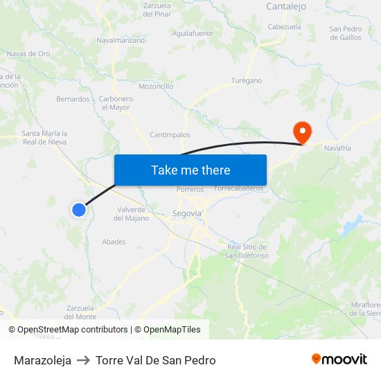 Marazoleja to Torre Val De San Pedro map