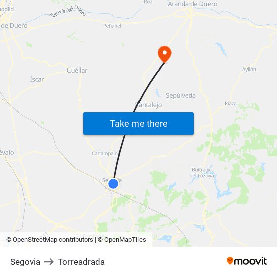 Segovia to Torreadrada map