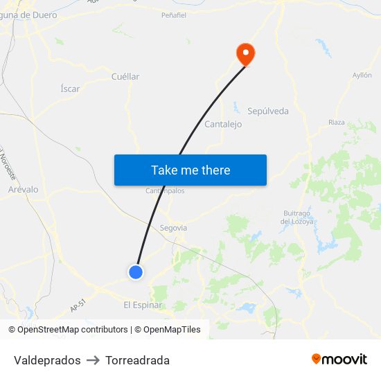Valdeprados to Torreadrada map