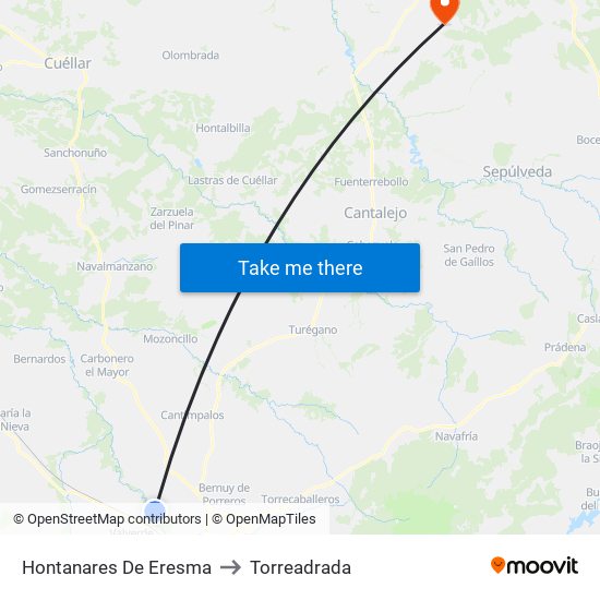 Hontanares De Eresma to Torreadrada map