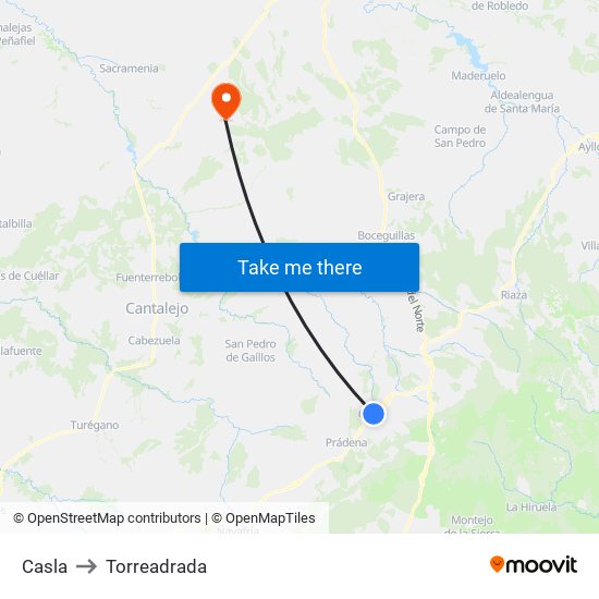 Casla to Torreadrada map