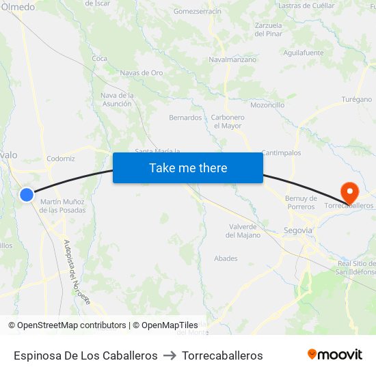 Espinosa De Los Caballeros to Torrecaballeros map