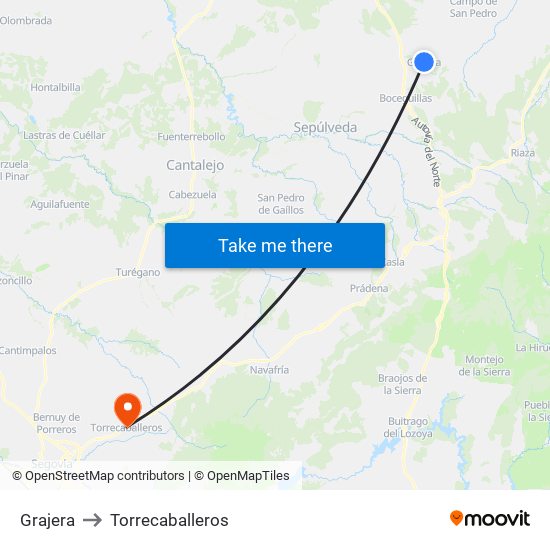 Grajera to Torrecaballeros map