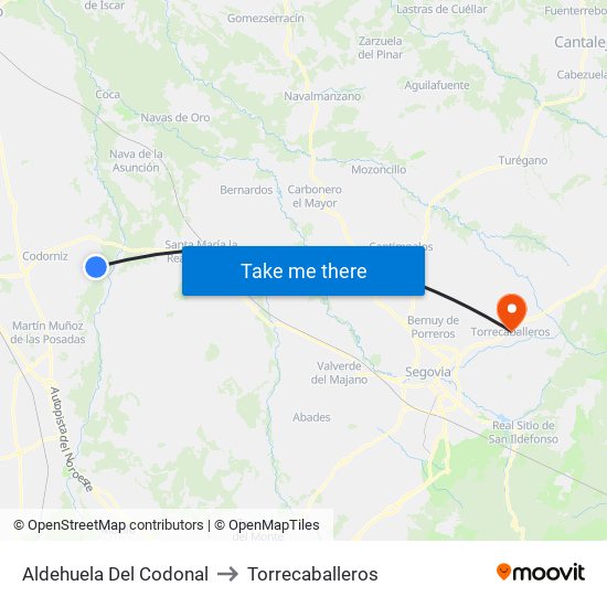 Aldehuela Del Codonal to Torrecaballeros map