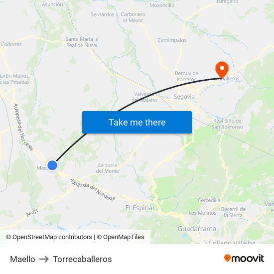 Maello to Torrecaballeros map