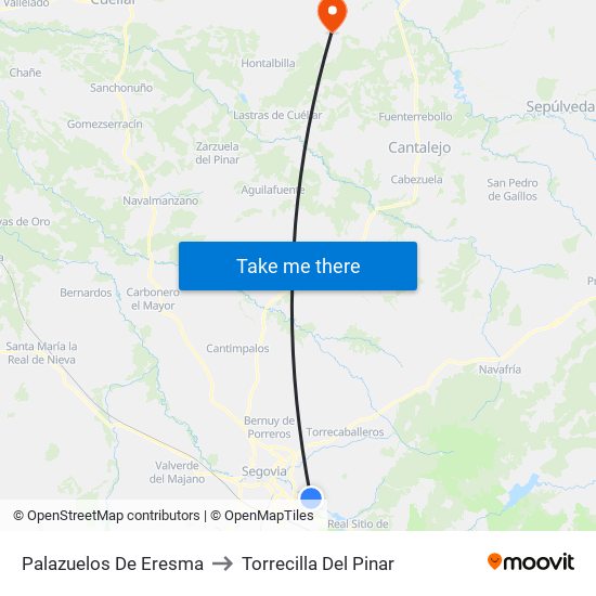 Palazuelos De Eresma to Torrecilla Del Pinar map