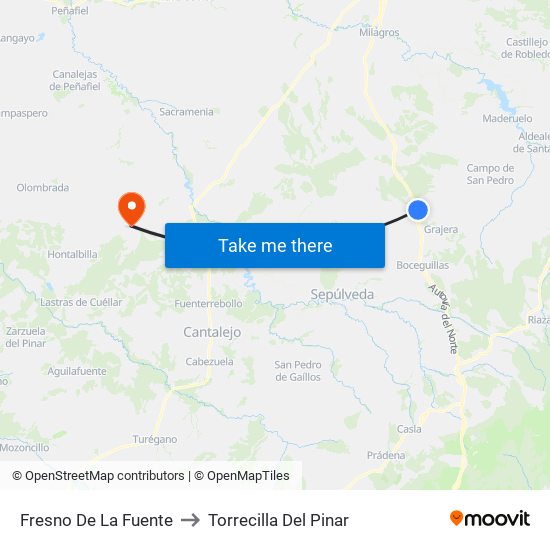 Fresno De La Fuente to Torrecilla Del Pinar map