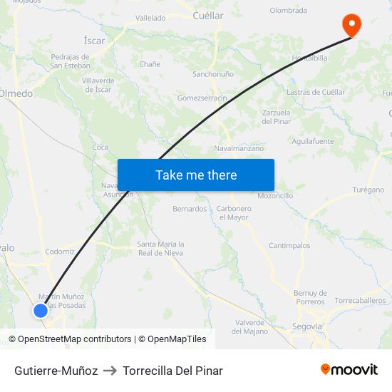 Gutierre-Muñoz to Torrecilla Del Pinar map
