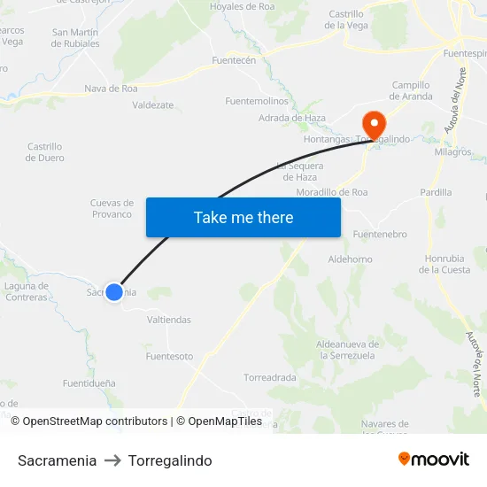 Sacramenia to Torregalindo map