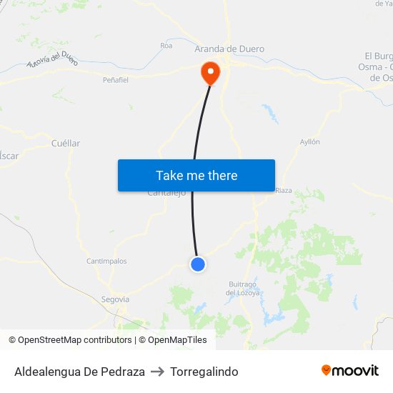 Aldealengua De Pedraza to Torregalindo map