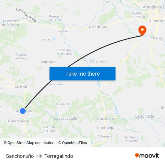 Sanchonuño to Torregalindo map