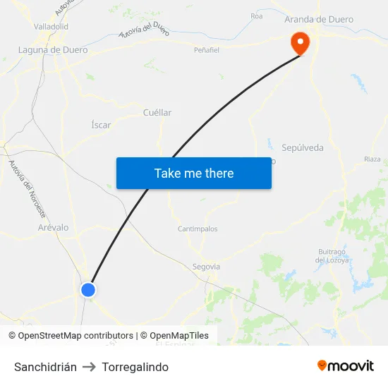 Sanchidrián to Torregalindo map