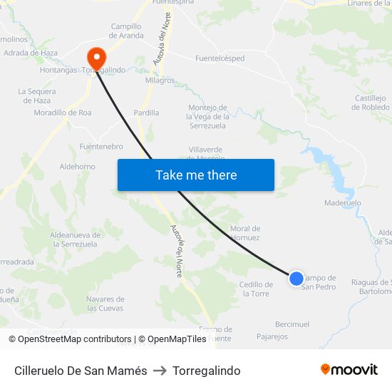 Cilleruelo De San Mamés to Torregalindo map