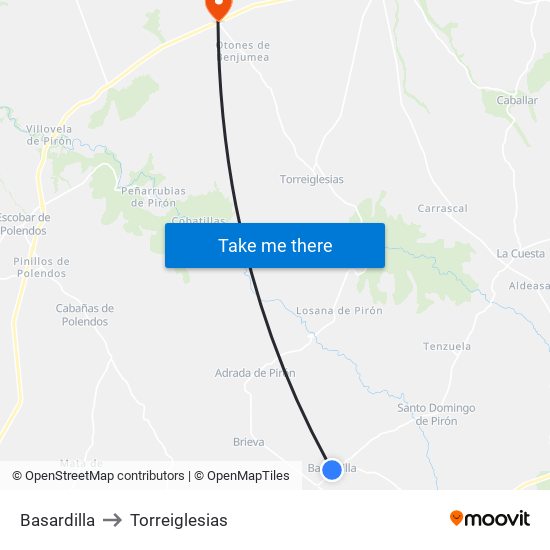 Basardilla to Torreiglesias map